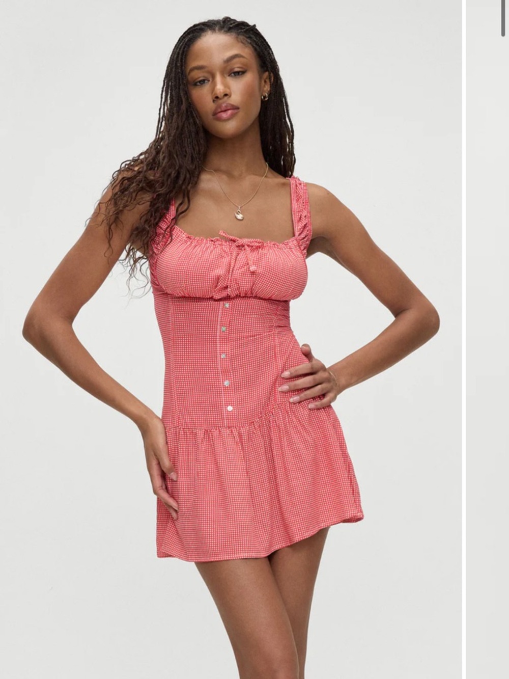 Frankie's Bikinis Red Gingham Christa Mini Dress